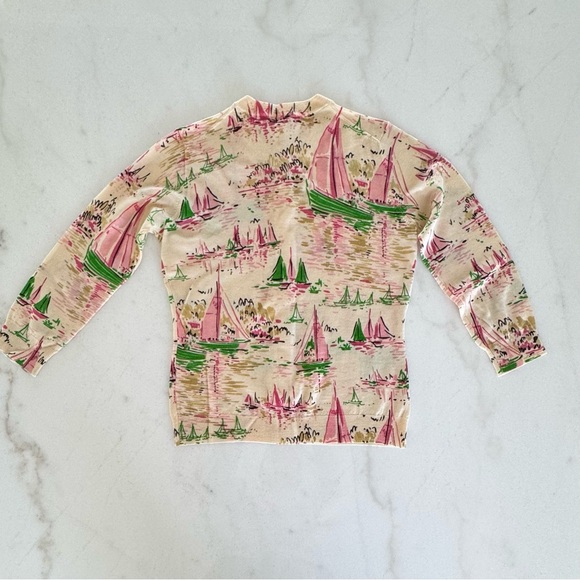 J. Crew Wool Cardigan with Pink, Green and Brown Details - Picture 5 of 5